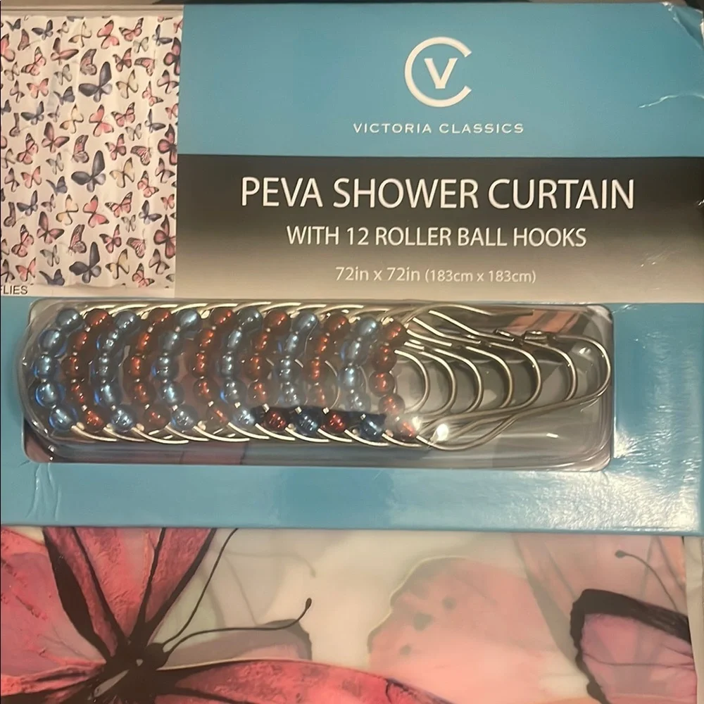 Pink and Black Butterfly Shower Curtain